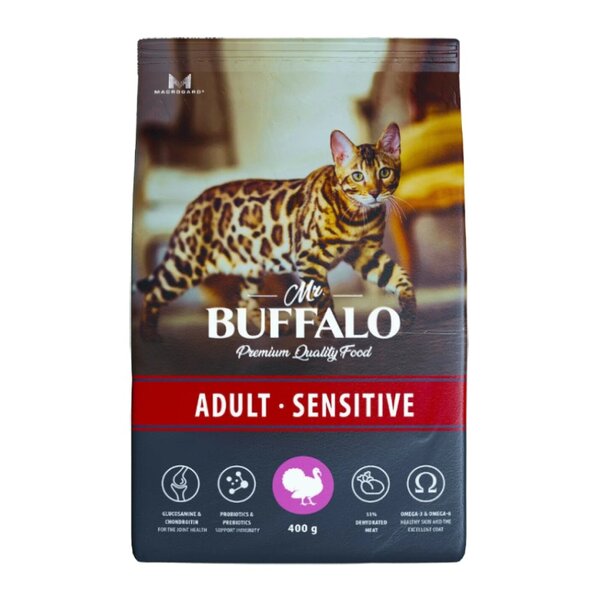 Корм mr.buffalo sensitive д/кошек индейка 0,4кг