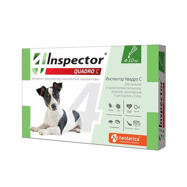 Инспектор Квадро С капли д/собак 4-10кг №1