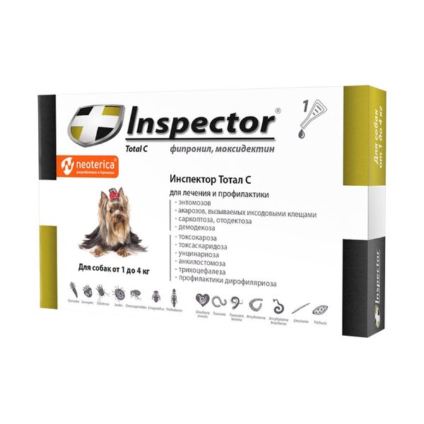 Капли  inspector д/собак  менее 4 кг